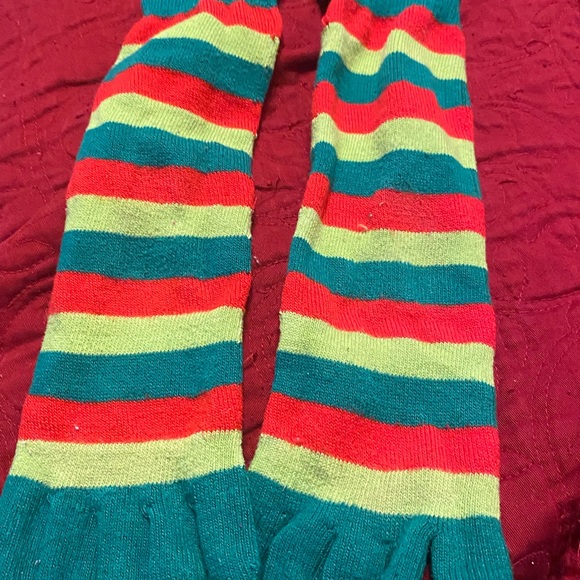 Striped Toe Socks - Red, Green, Yellow - Picture 2 of 2
